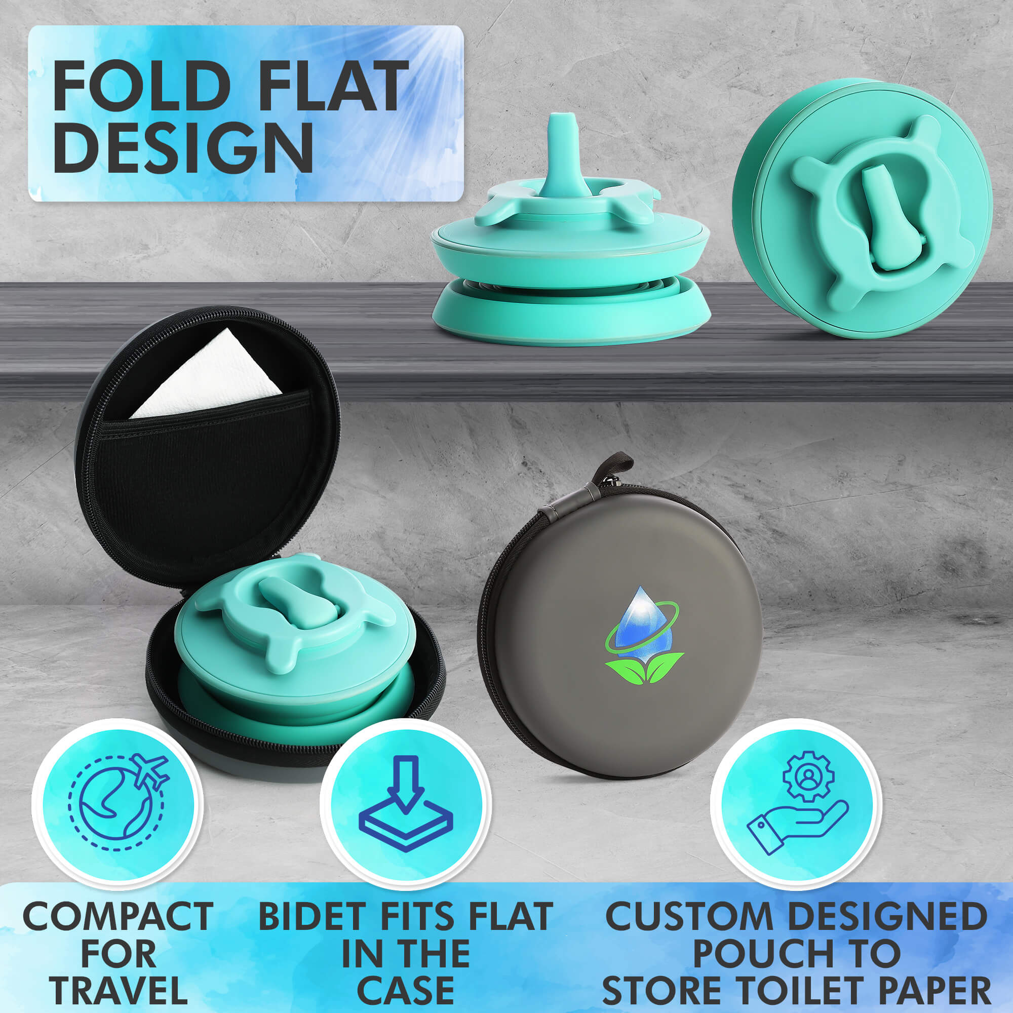 Pocket Bidet Teal Bundle (Bidet, Case & Strap) - All in one